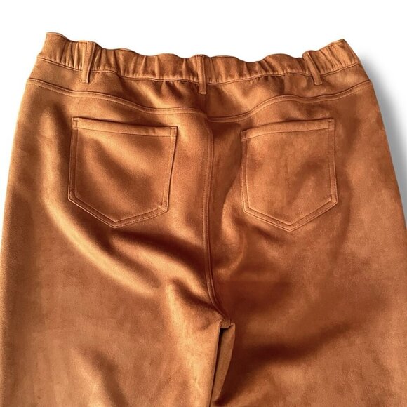 J Jill Womens Taylor Luxe Pant Plus Sz 18 Chestnut Brown Faux Suede Straight Leg - Picture 7 of 8